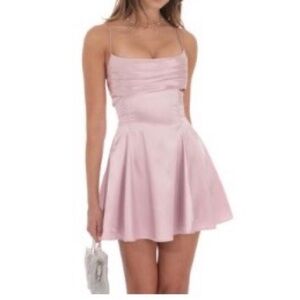 Elegant Pink Satin Mini Dress